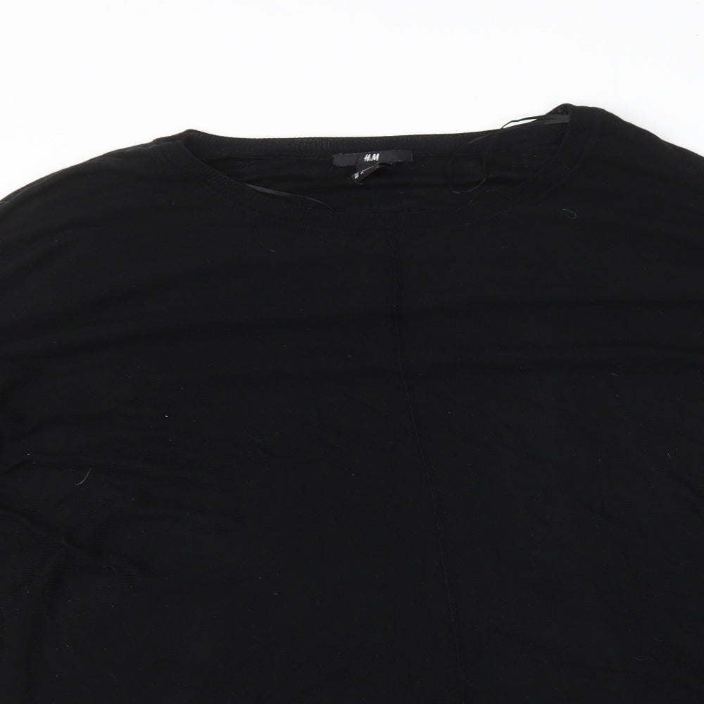 H&M Womens Black Acrylic Basic T-Shirt Size M Round Neck