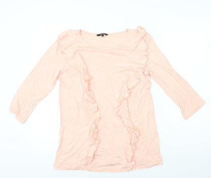 Ellos Womens Pink Viscose Basic T-Shirt Size 8 Round Neck
