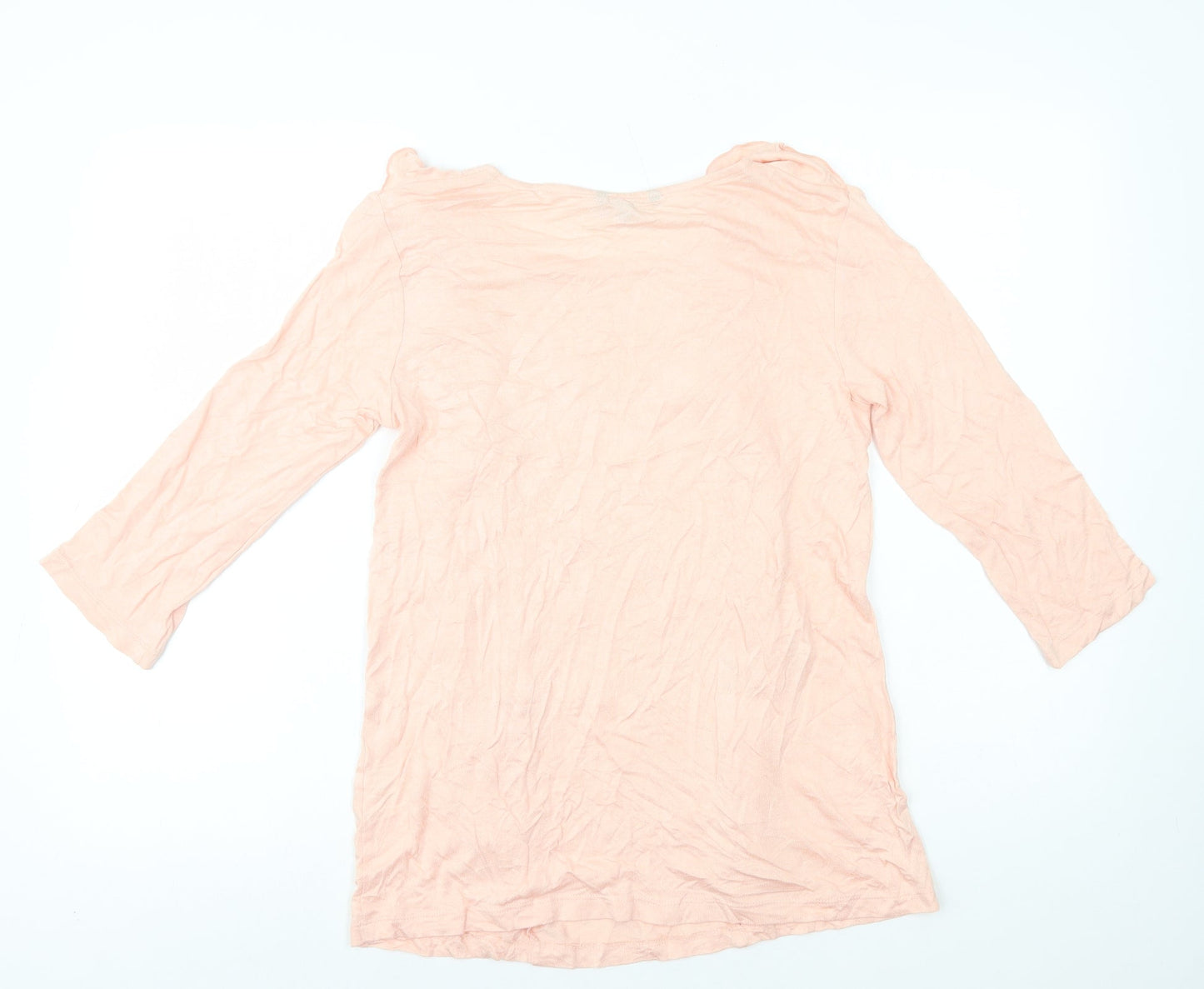 Ellos Womens Pink Viscose Basic T-Shirt Size 8 Round Neck