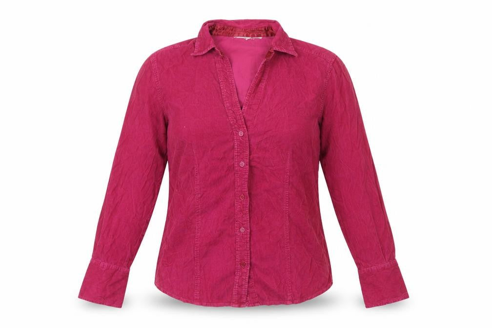 Preworn Womens Pink Polyester Basic Button-Up Size 10 Collared