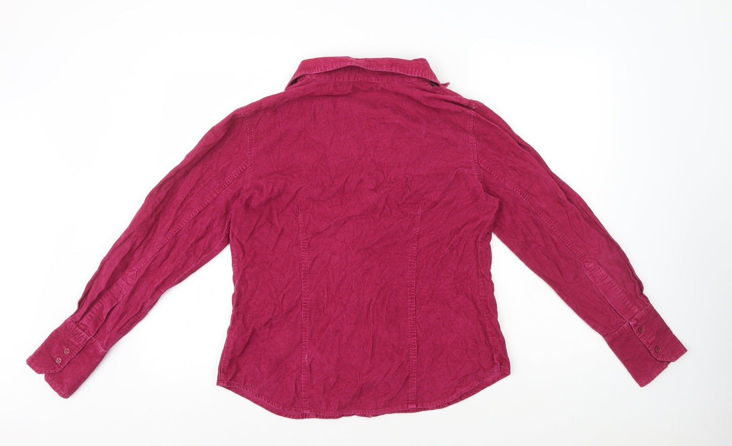 Preworn Womens Pink Polyester Basic Button-Up Size 10 Collared