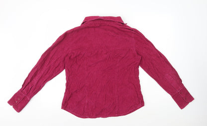 Preworn Womens Pink Polyester Basic Button-Up Size 10 Collared