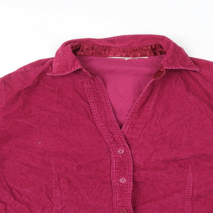 Preworn Womens Pink Polyester Basic Button-Up Size 10 Collared