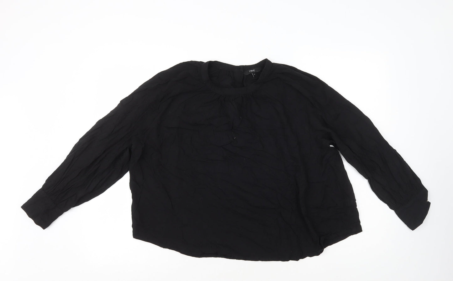 NEXT Womens Black Viscose Basic T-Shirt Size 12 Round Neck