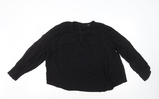 NEXT Womens Black Viscose Basic T-Shirt Size 12 Round Neck