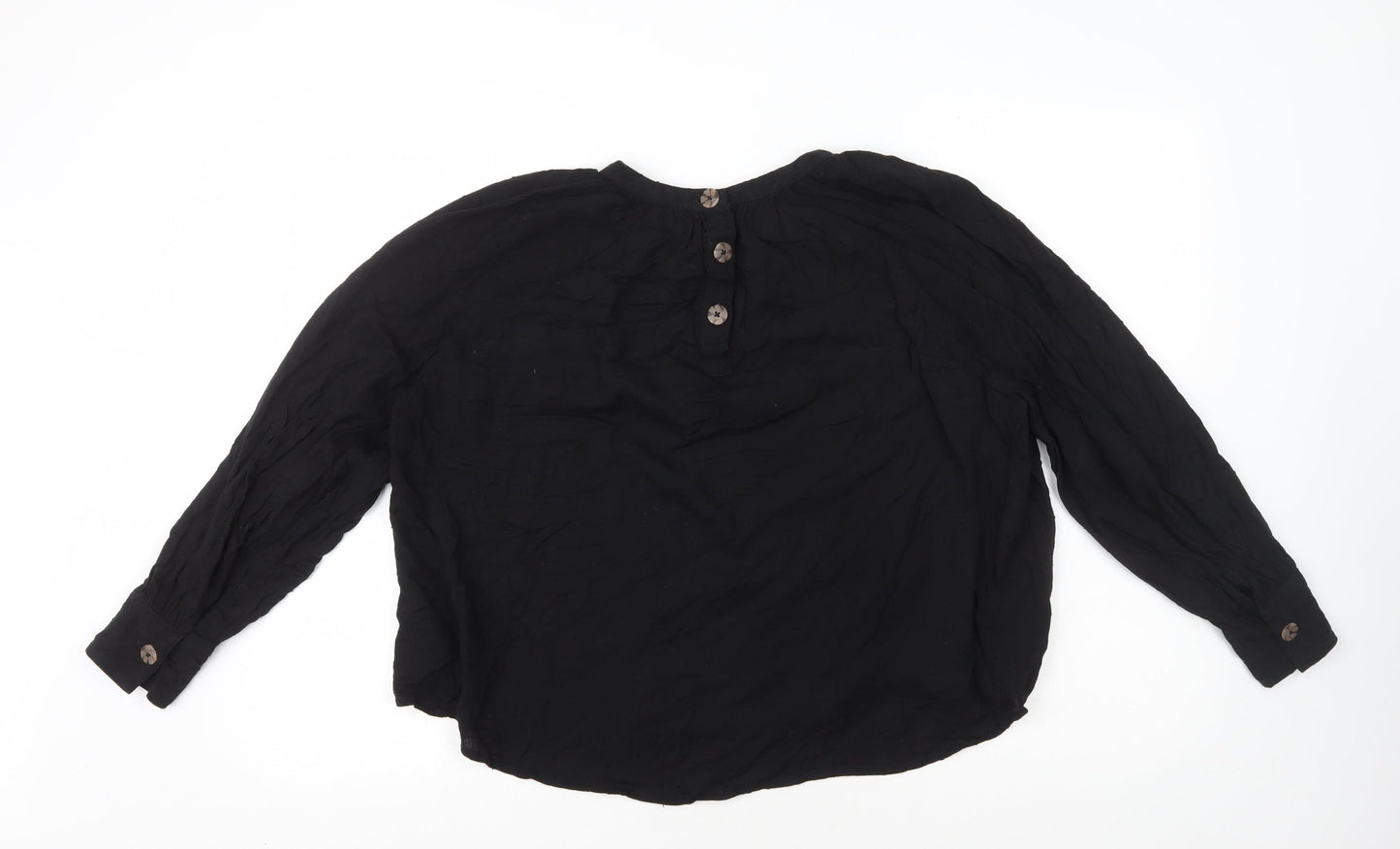 NEXT Womens Black Viscose Basic T-Shirt Size 12 Round Neck