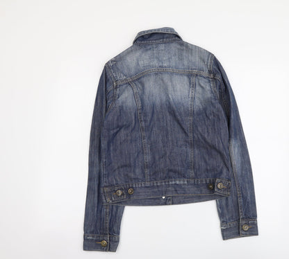 Denim & Co. Womens Blue Jacket Size 6 Button