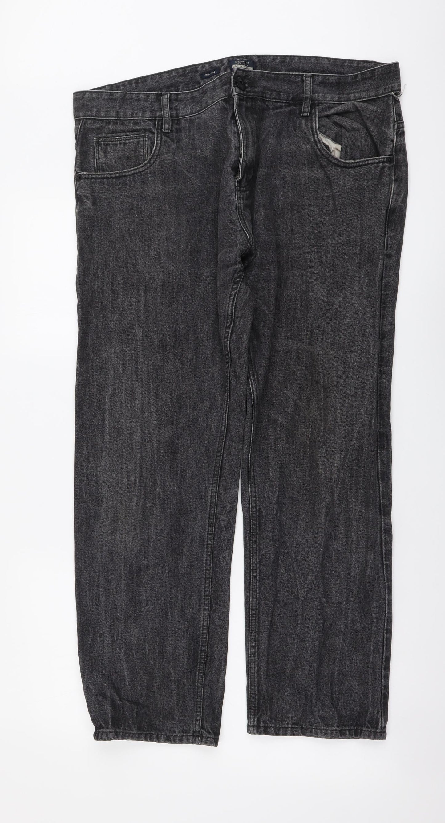 Easy Womens Grey Cotton Straight Jeans Size 38 in L29 in Regular Button