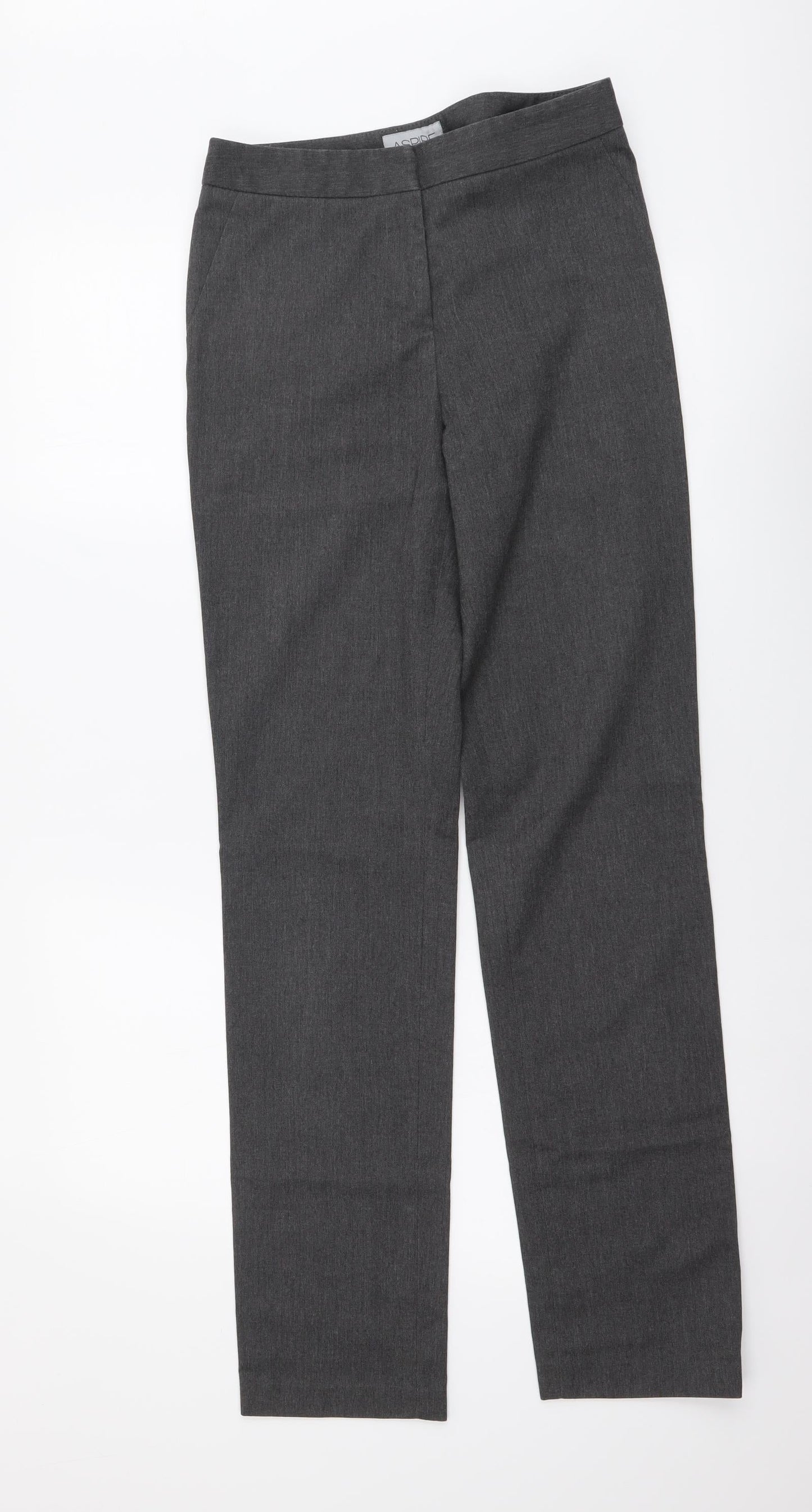 Aspire Womens Grey Polyester Trousers Size 24 in L30 in Regular Button