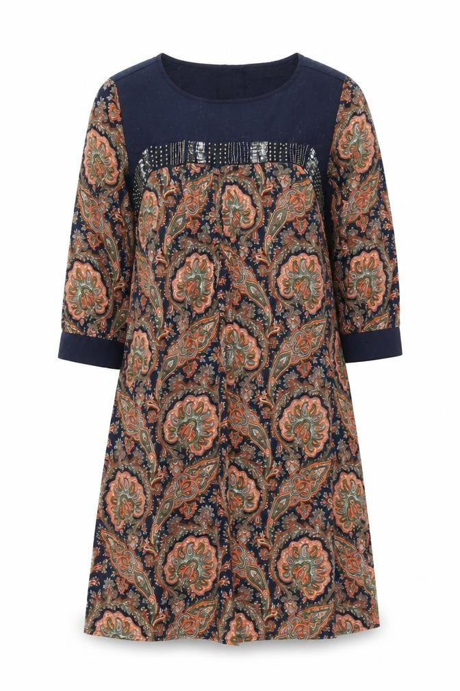 Atmosphere Womens Multicoloured Paisley Polyester A-Line Size 10 Boat Neck Pullover