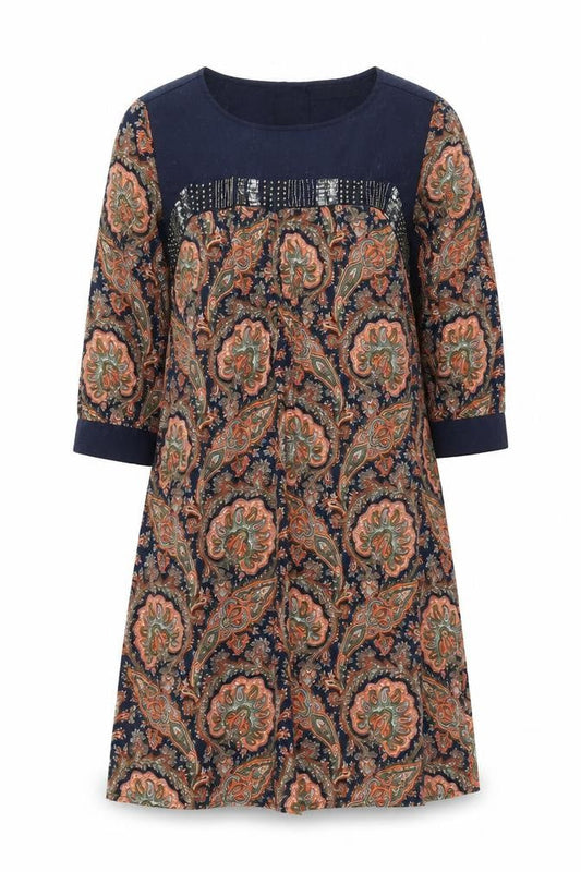 Atmosphere Womens Multicoloured Paisley Polyester A-Line Size 10 Boat Neck Pullover