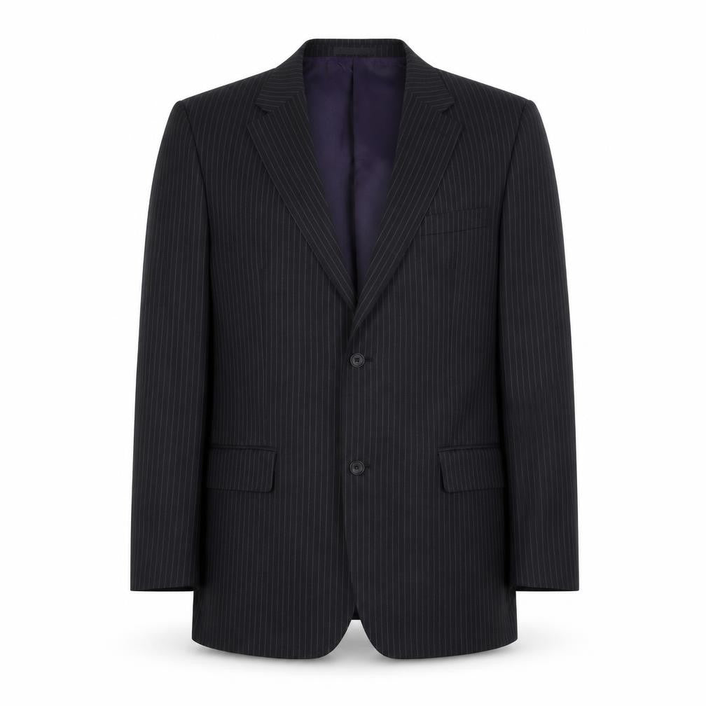 Lee Greenwood Mens Black Striped Wool Jacket Suit Jacket Size L