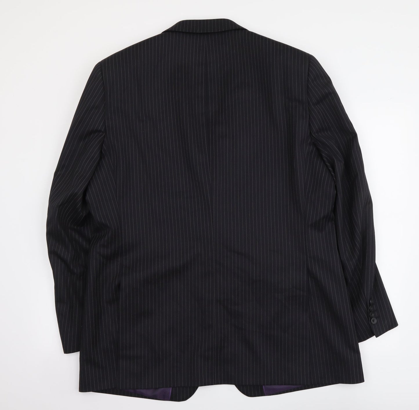 Lee Greenwood Mens Black Striped Wool Jacket Suit Jacket Size L