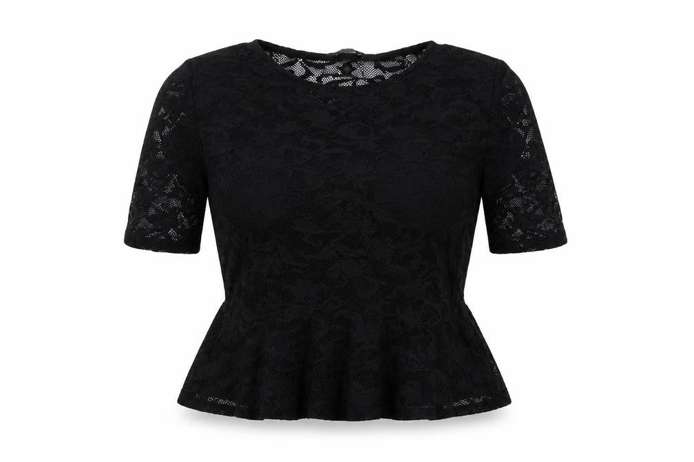 Dorothy Perkins Womens Black Polyester Basic Blouse Size 10 Round Neck