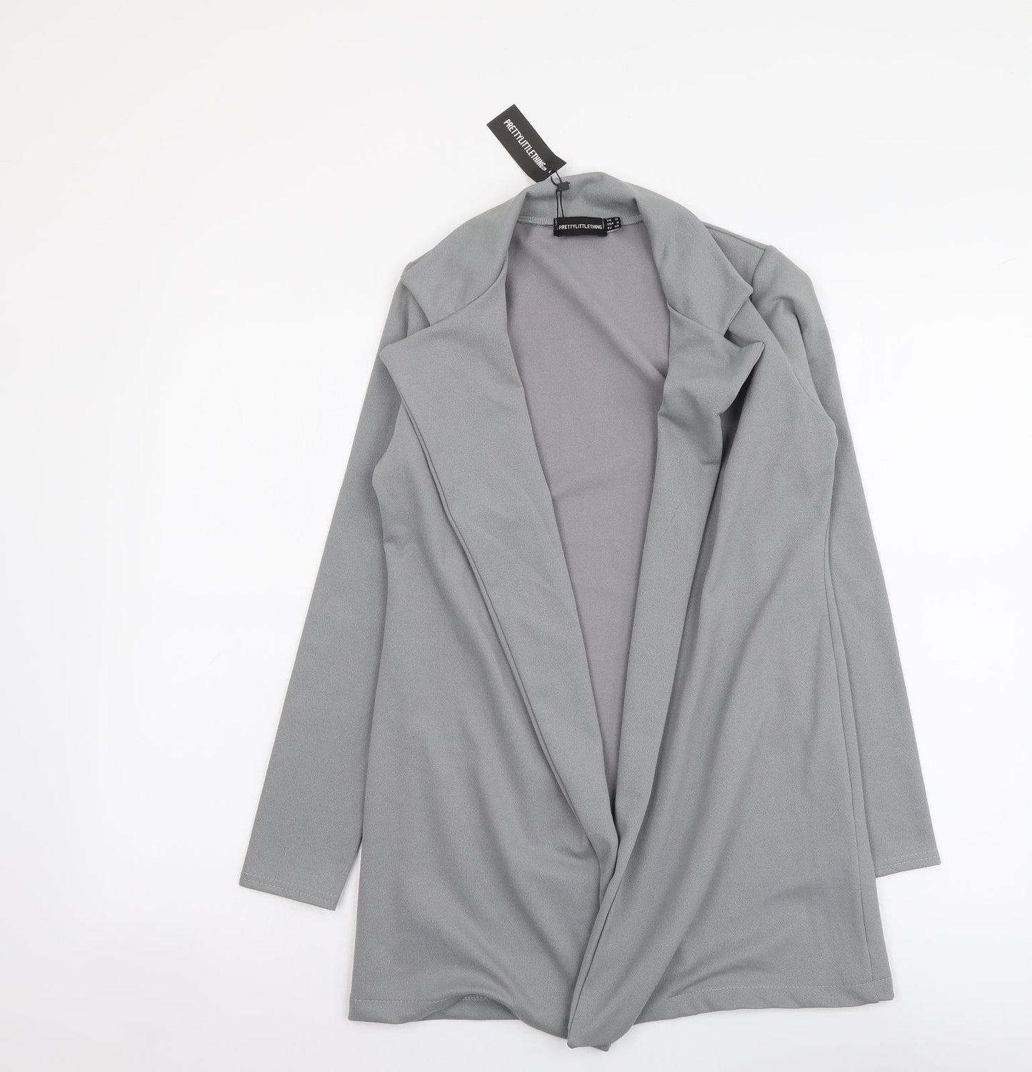 PRETTYLITTLETHING Womens Grey Jacket Size 10 Hook & Eye