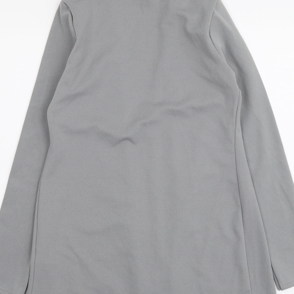 PRETTYLITTLETHING Womens Grey Jacket Size 10 Hook & Eye