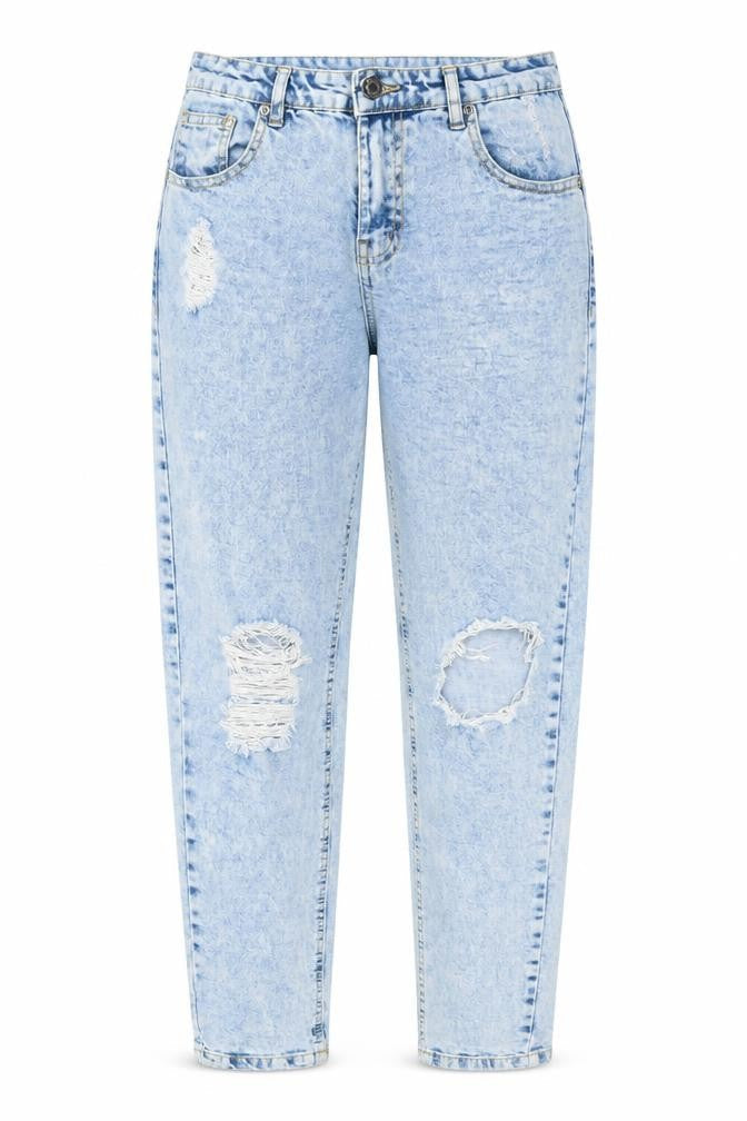 Select Womens Blue Cotton Mom Jeans Size 10 L26 in Regular Button - Distressed Look