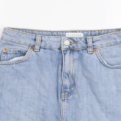 Topshop Womens Blue Cotton Maxi Skirt Size 10 Button
