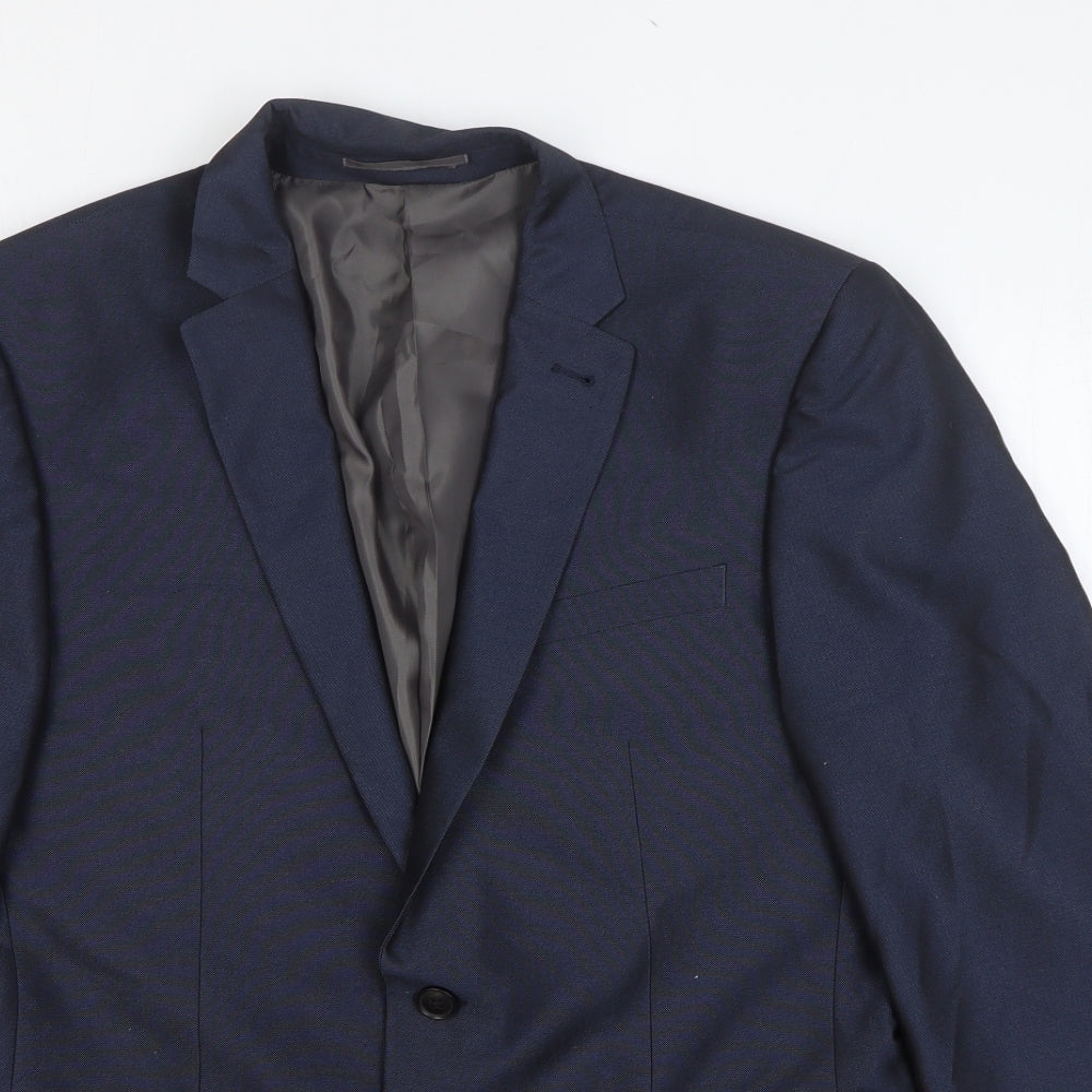 NEXT Mens Blue Polyester Jacket Suit Jacket Size 40