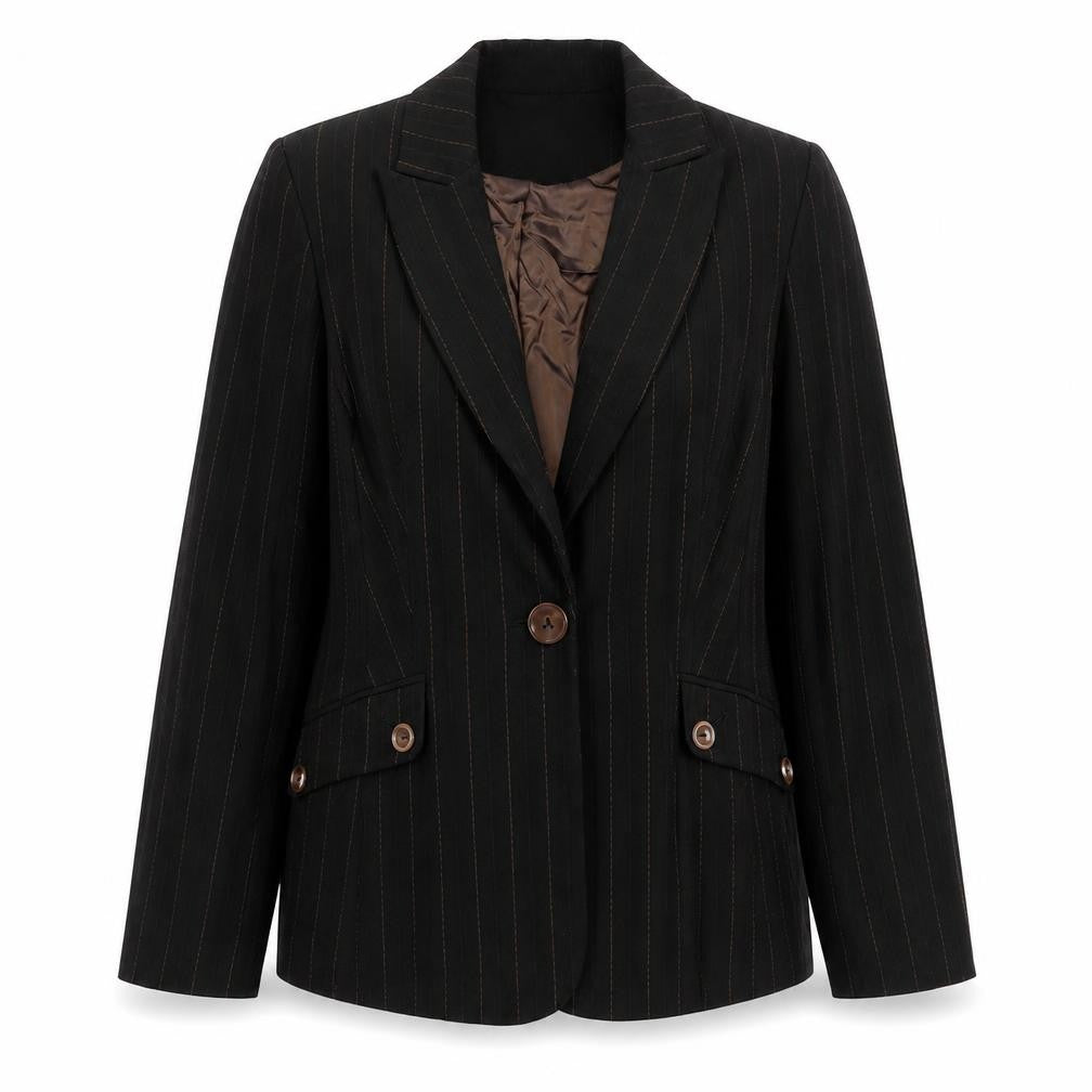 Principles Womens Black Striped Polyester Jacket Blazer Size 14