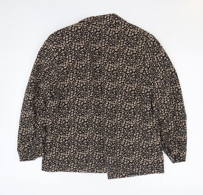 Tu Womens Brown Animal Print Jacket Blazer Size 10