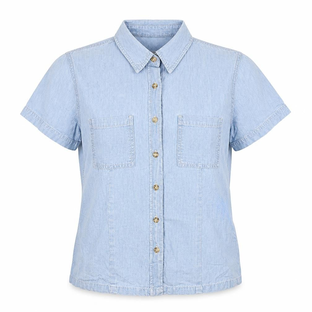 Bensimon Womens Blue Cotton Basic Blouse Size M Collared