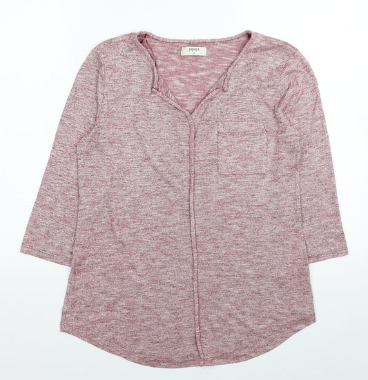 Papaya Womens Red V-Neck Viscose Pullover Jumper Size 12