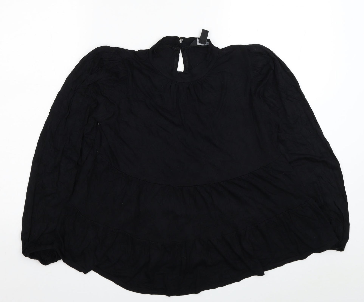 New Look Womens Black Viscose Basic Blouse Size 10 Round Neck