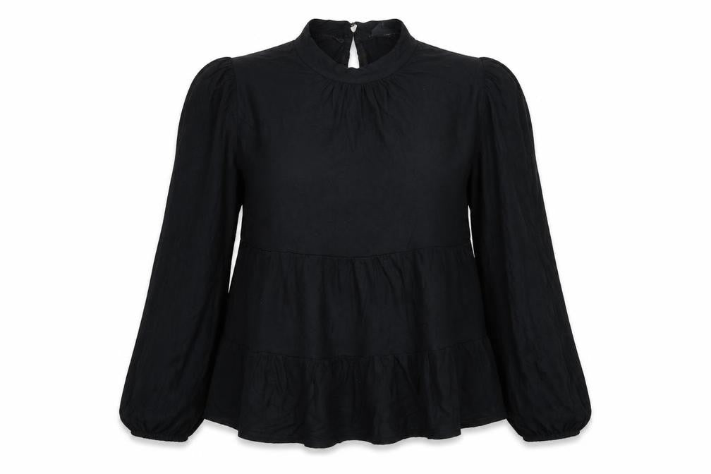 New Look Womens Black Viscose Basic Blouse Size 10 Round Neck