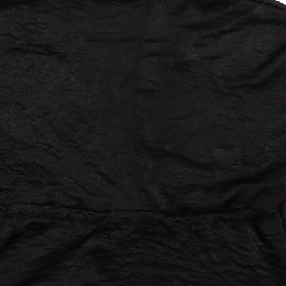 Boohoo Womens Black Polyester Basic Button-Up Size 14 Collared