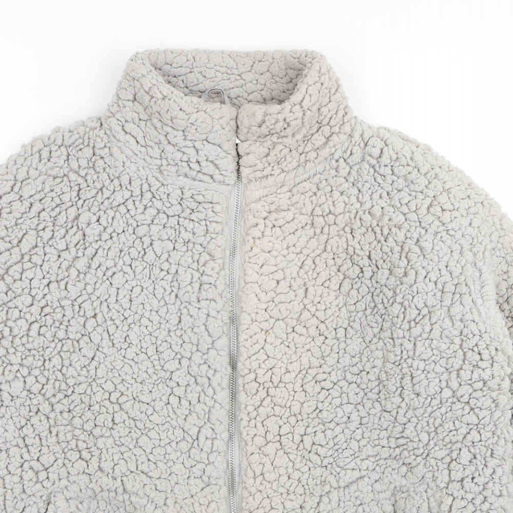 New Look Womens Grey Jacket Coat Size S Zip