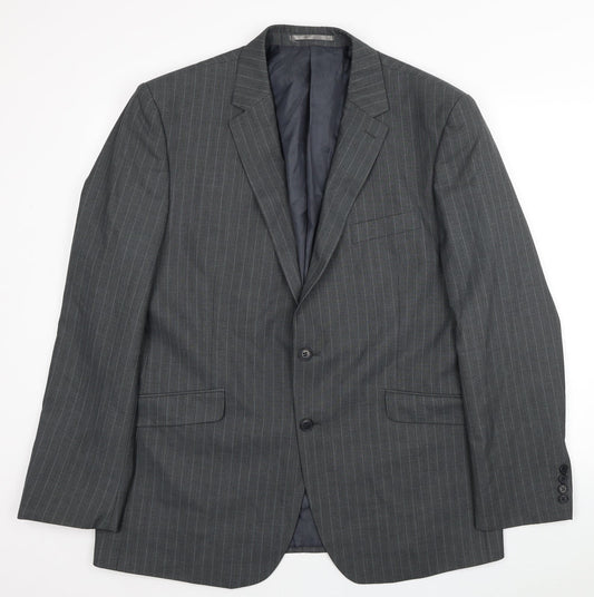 Burton Mens Grey Striped Polyester Jacket Suit Jacket Size 44