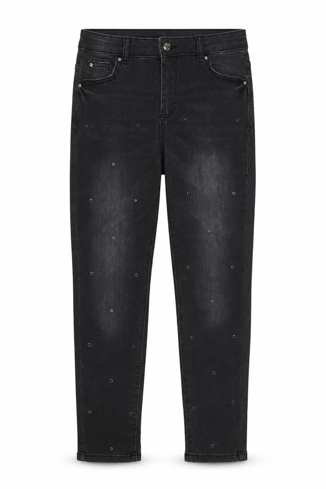 Denim & Co. Girls Grey Cotton Skinny Jeans Size 11-12 Years Regular Button