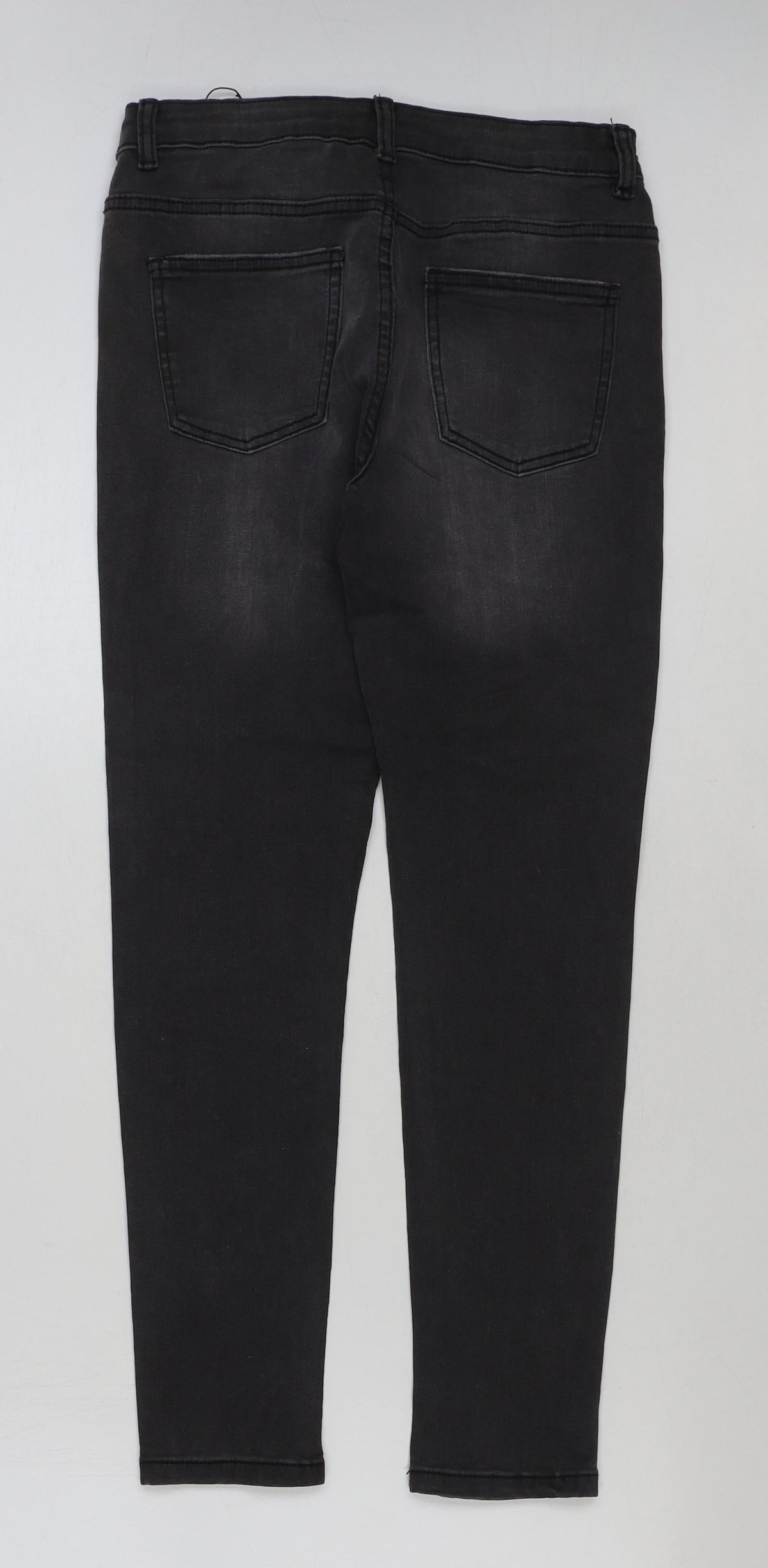 Denim & Co. Girls Grey Cotton Skinny Jeans Size 11-12 Years Regular Button