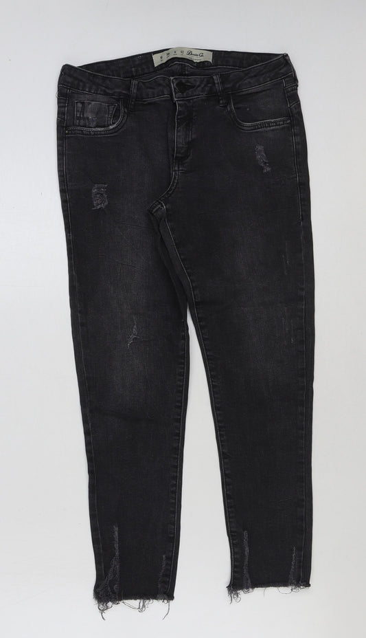 Denim & Co. Womens Grey Cotton Skinny Jeans Size 10 L25 in Regular Button