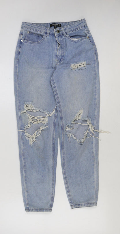 Missguided Womens Blue Cotton Mom Jeans Size 4 L28 in Regular Button