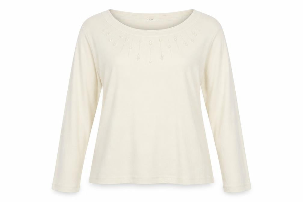 Preworn Womens Yellow Cotton Pullover Sweatshirt Size XL Pullover - Pearl Detail