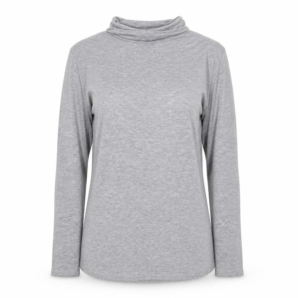 Preworn Womens Grey Viscose Basic T-Shirt Size S Roll Neck - Size S/M