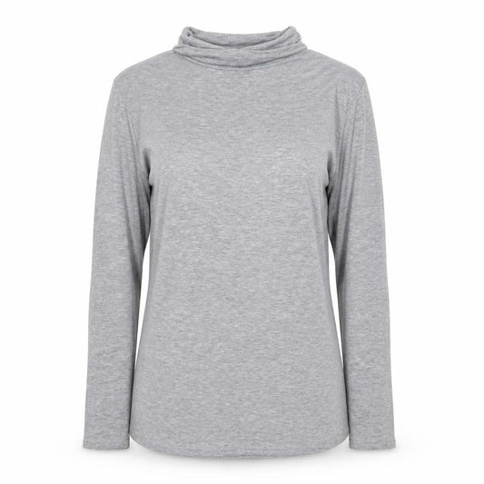 Preworn Womens Grey Viscose Basic T-Shirt Size S Roll Neck - Size S/M