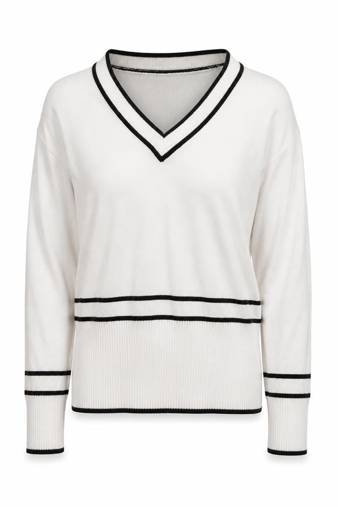 HIJKLM Womens White Cotton Pullover Sweatshirt Size M Pullover - Ribbed detailing