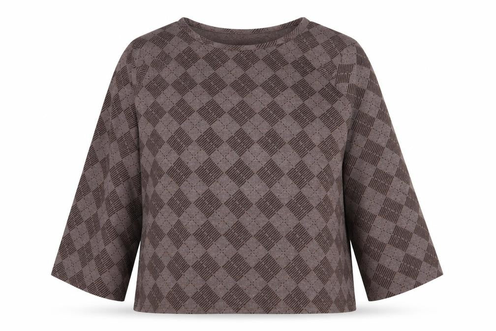 Alexara Womens Brown Geometric Polyester Pullover Sweatshirt Size 18 Pullover