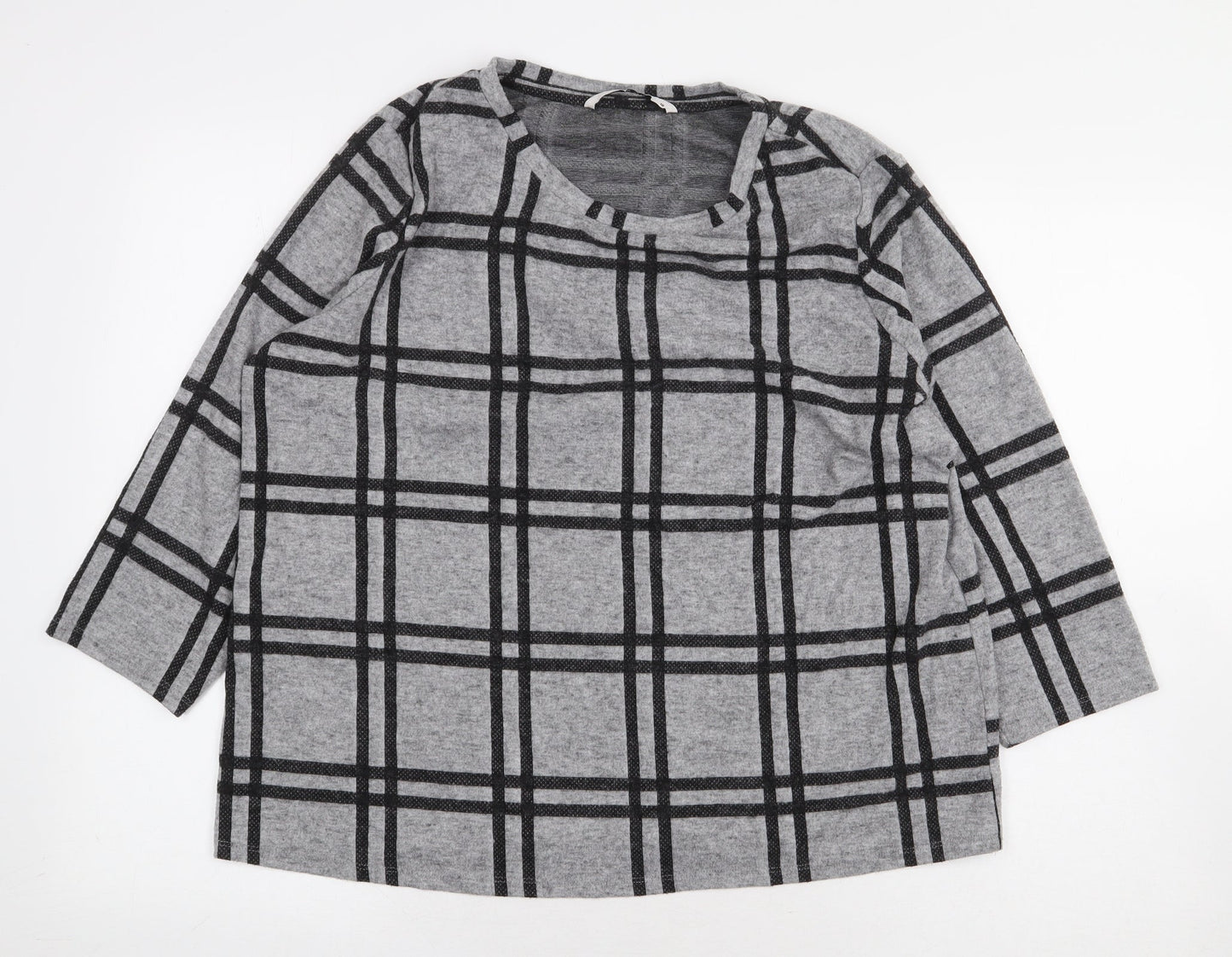 TU Womens Grey Check Polyester Pullover Sweatshirt Size 18 Pullover
