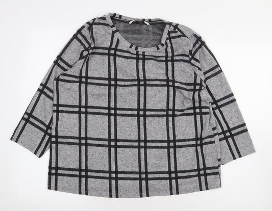 TU Womens Grey Check Polyester Pullover Sweatshirt Size 18 Pullover