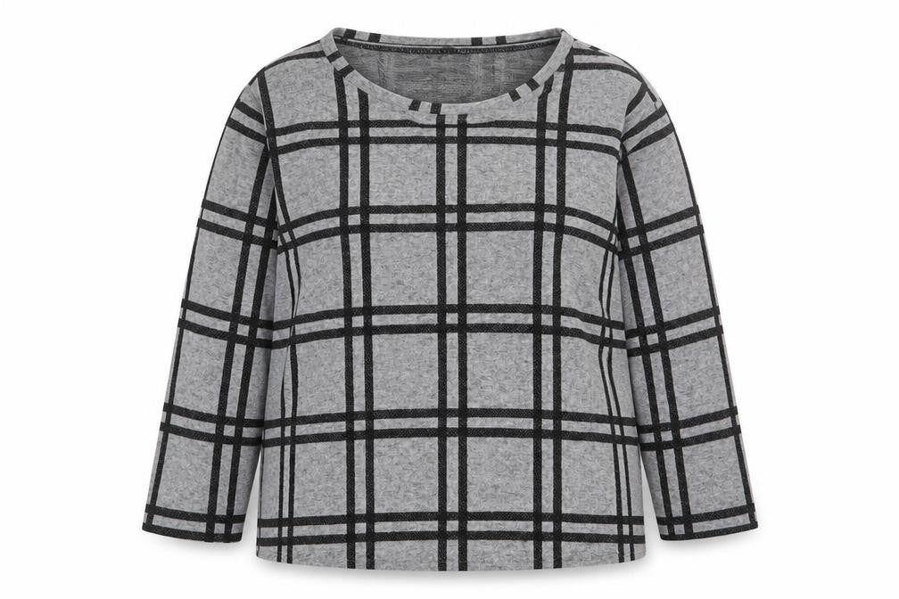 TU Womens Grey Check Polyester Pullover Sweatshirt Size 18 Pullover