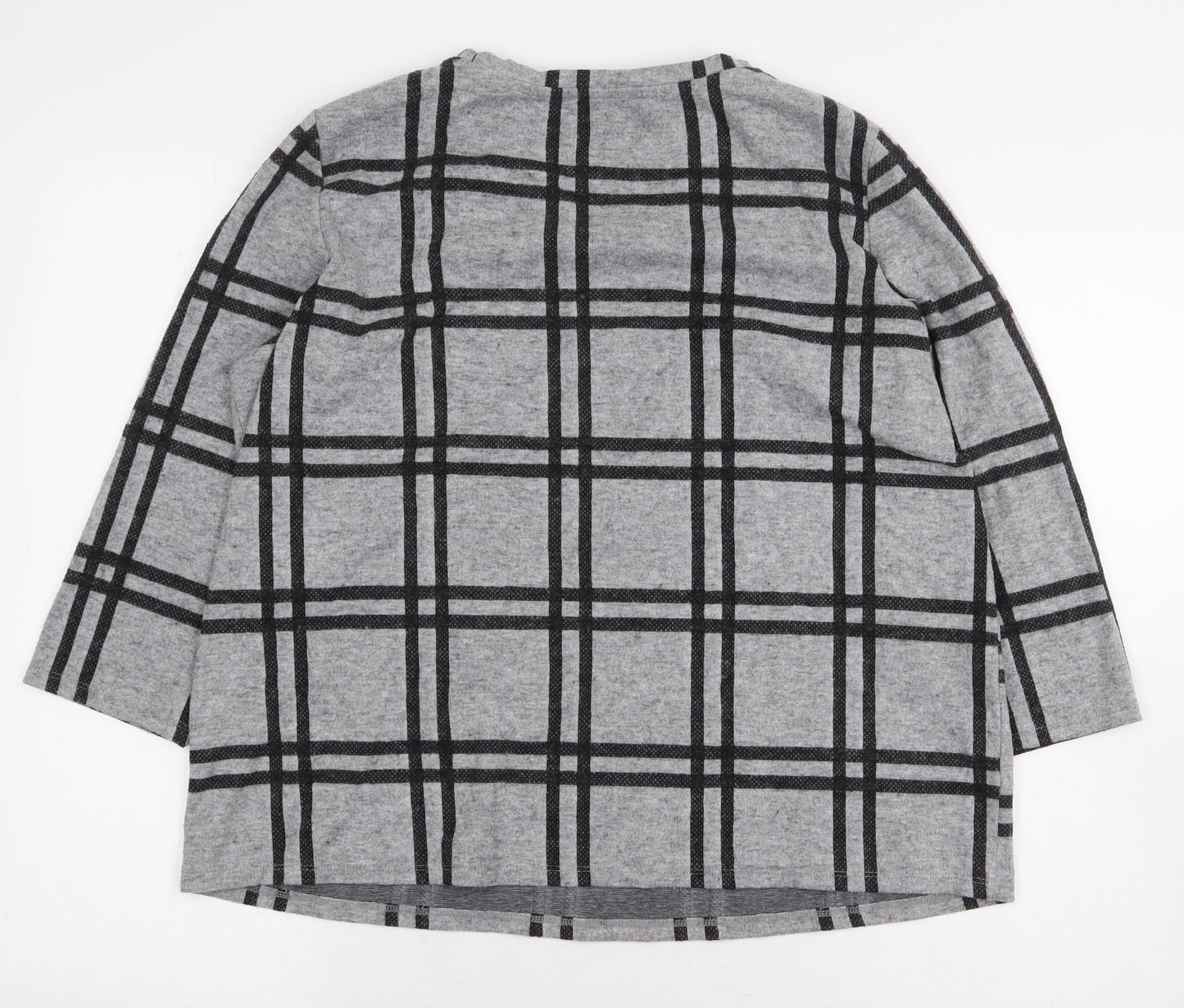 TU Womens Grey Check Polyester Pullover Sweatshirt Size 18 Pullover
