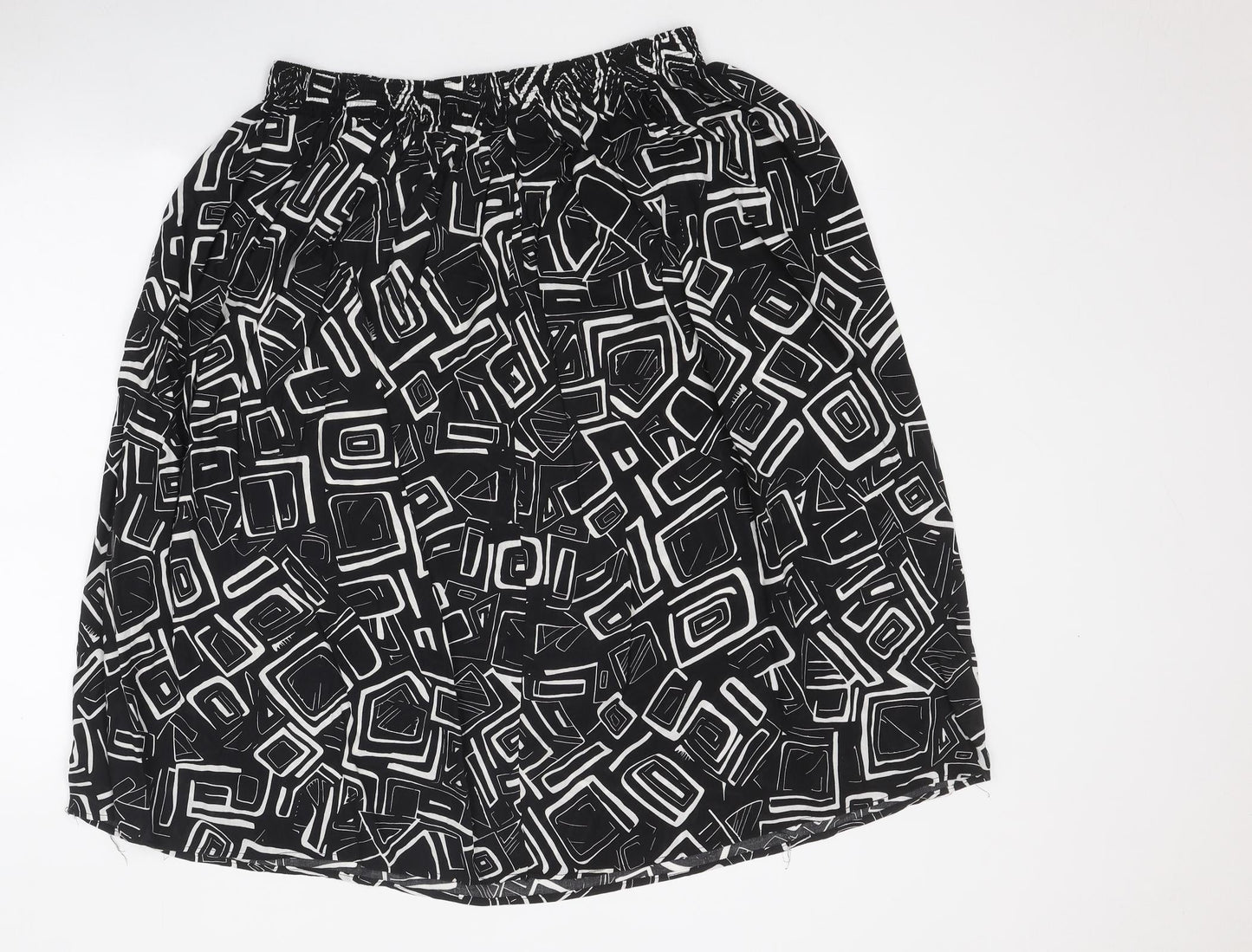 Preworn Womens Black Geometric Polyester A-Line Skirt One Size