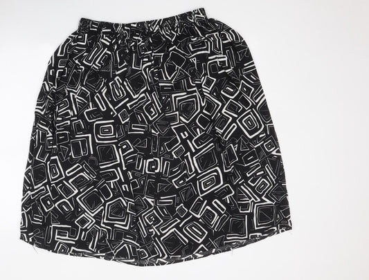 Preworn Womens Black Geometric Polyester A-Line Skirt One Size