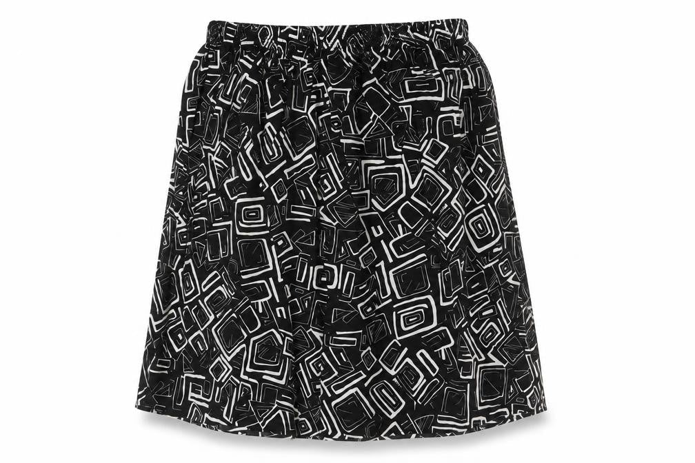 Preworn Womens Black Geometric Polyester A-Line Skirt One Size