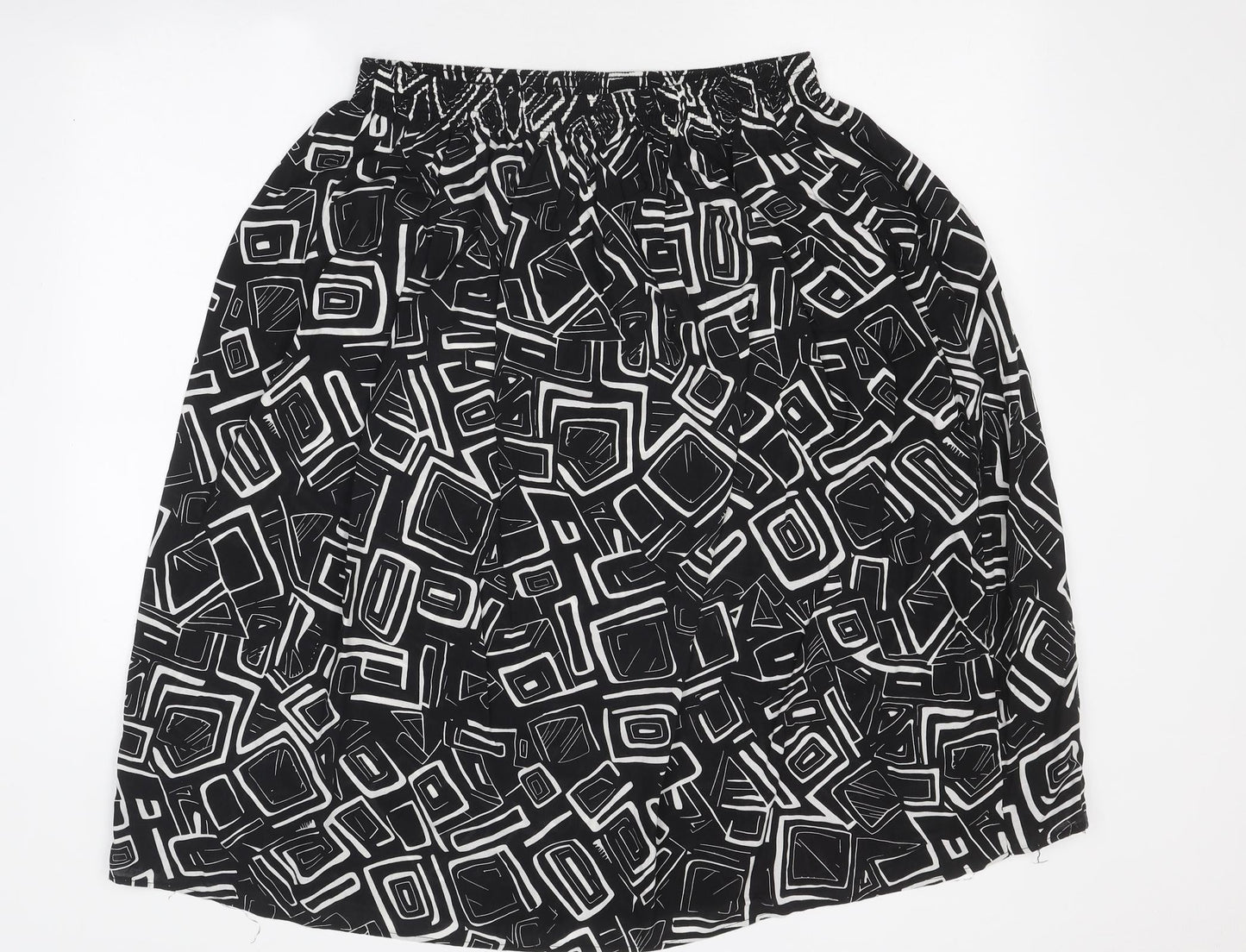 Preworn Womens Black Geometric Polyester A-Line Skirt One Size