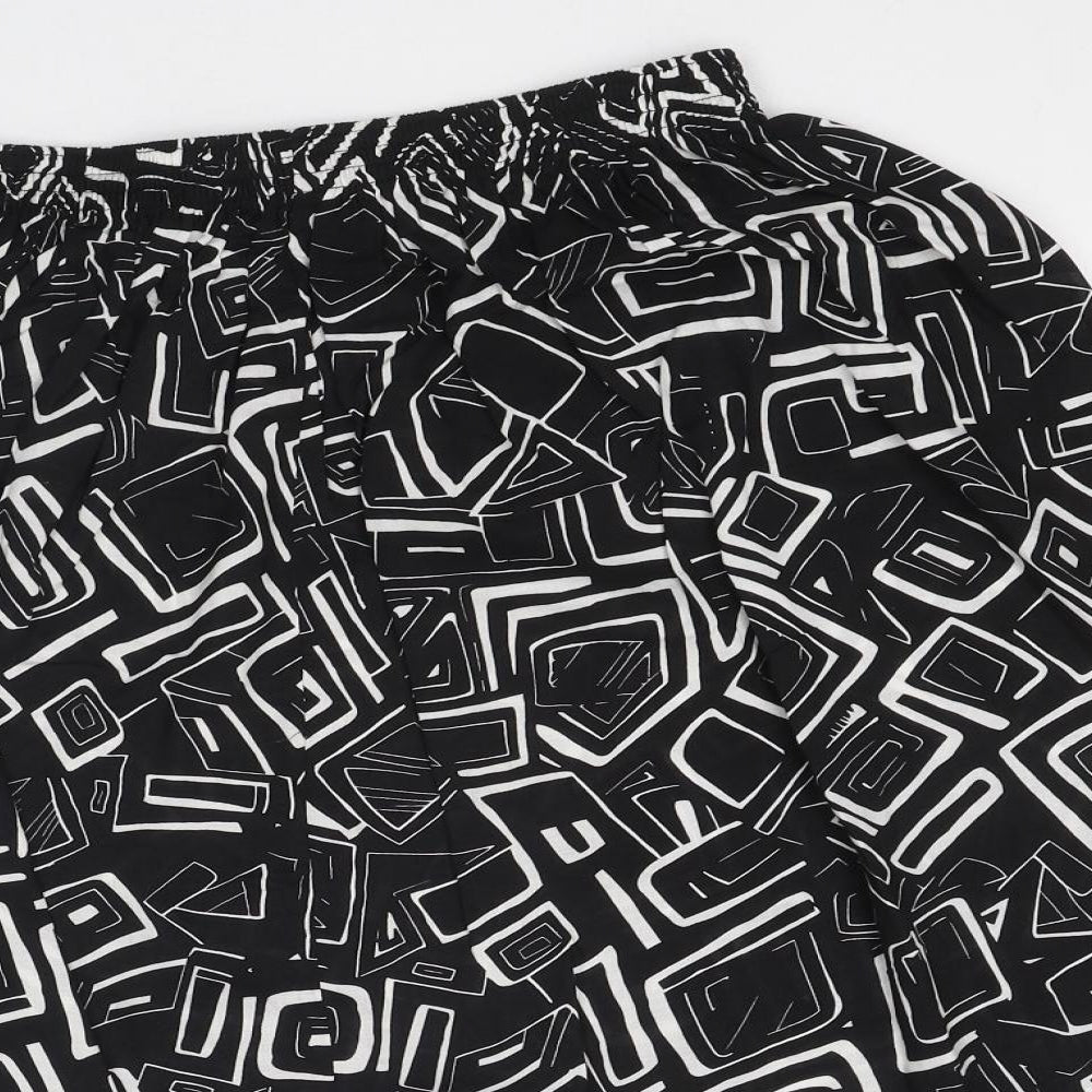 Preworn Womens Black Geometric Polyester A-Line Skirt One Size